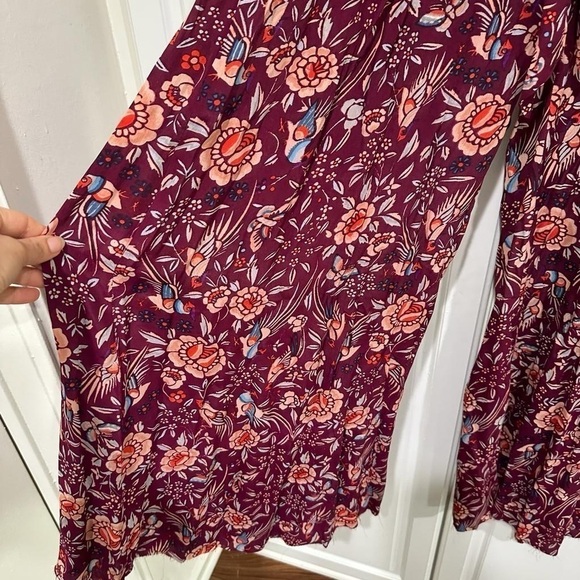 FREE PEOPLE Moonlight Garden Wide Leg Printed Tie Waist Pants Size M - Picture 6 of 7